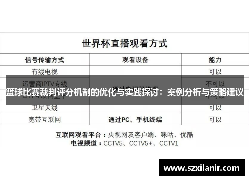 篮球比赛裁判评分机制的优化与实践探讨：案例分析与策略建议